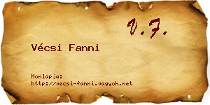 Vécsi Fanni névjegykártya